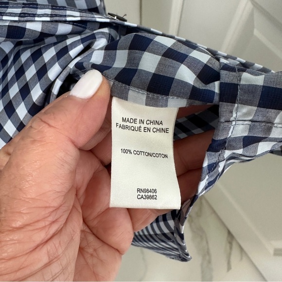 Theory Blue and White Casual Button Down Shirt - Picture 11 of 11